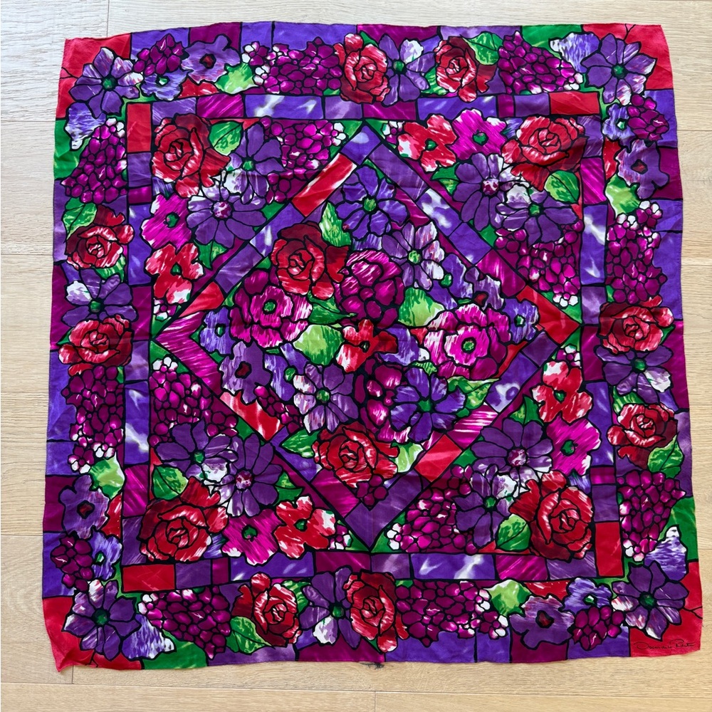 Oscar de la Renta Floral Silk Scarf